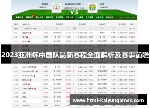 2023亚洲杯中国队最新赛程全面解析及赛事前瞻 2023亚洲杯中国队最新赛程全面解析及赛事前瞻